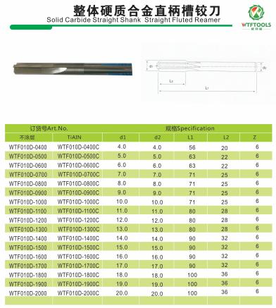 HRC65 carbide straight shank reamer